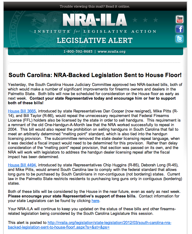 Two bills sent to house 2012